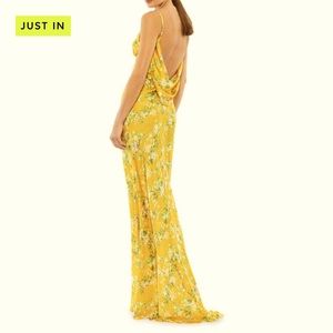 Mac Duggal Yellow Satin Slip Gown Backless 💛